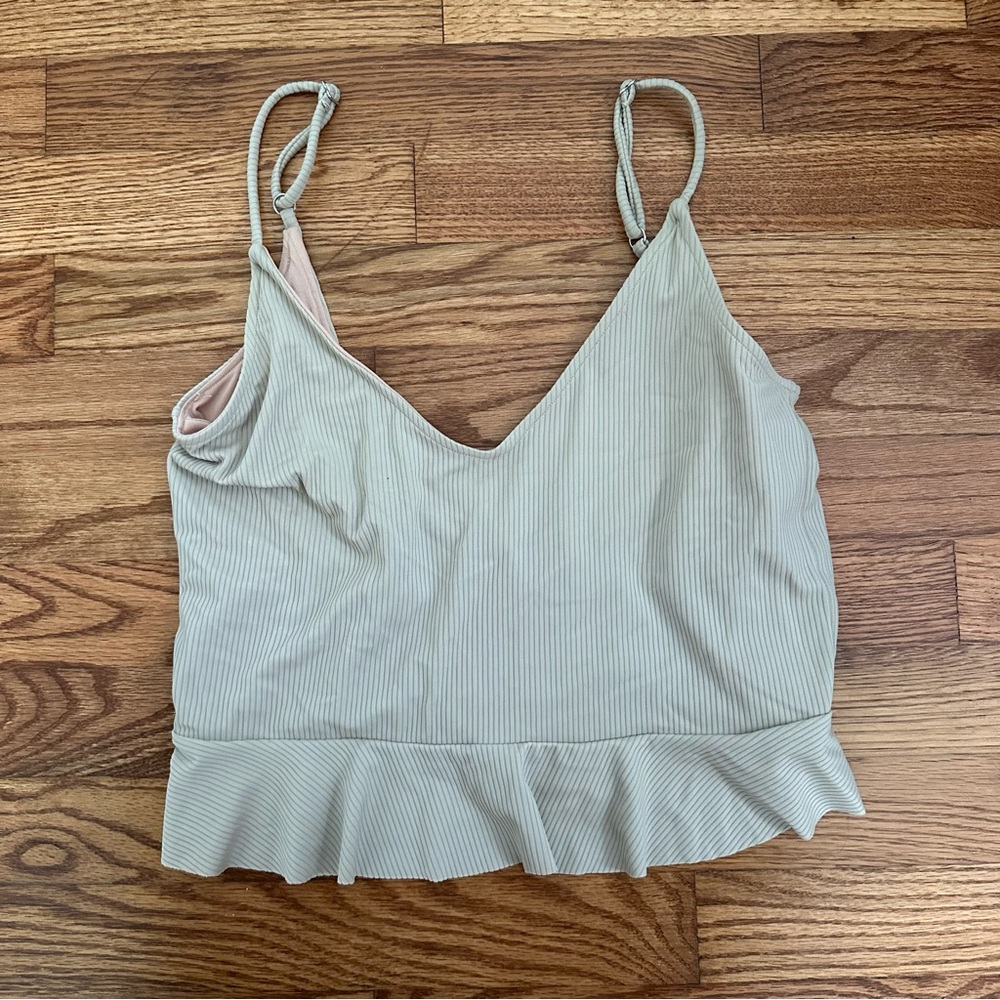 Kortni Jeane Light Gray Ruffle Swim Top